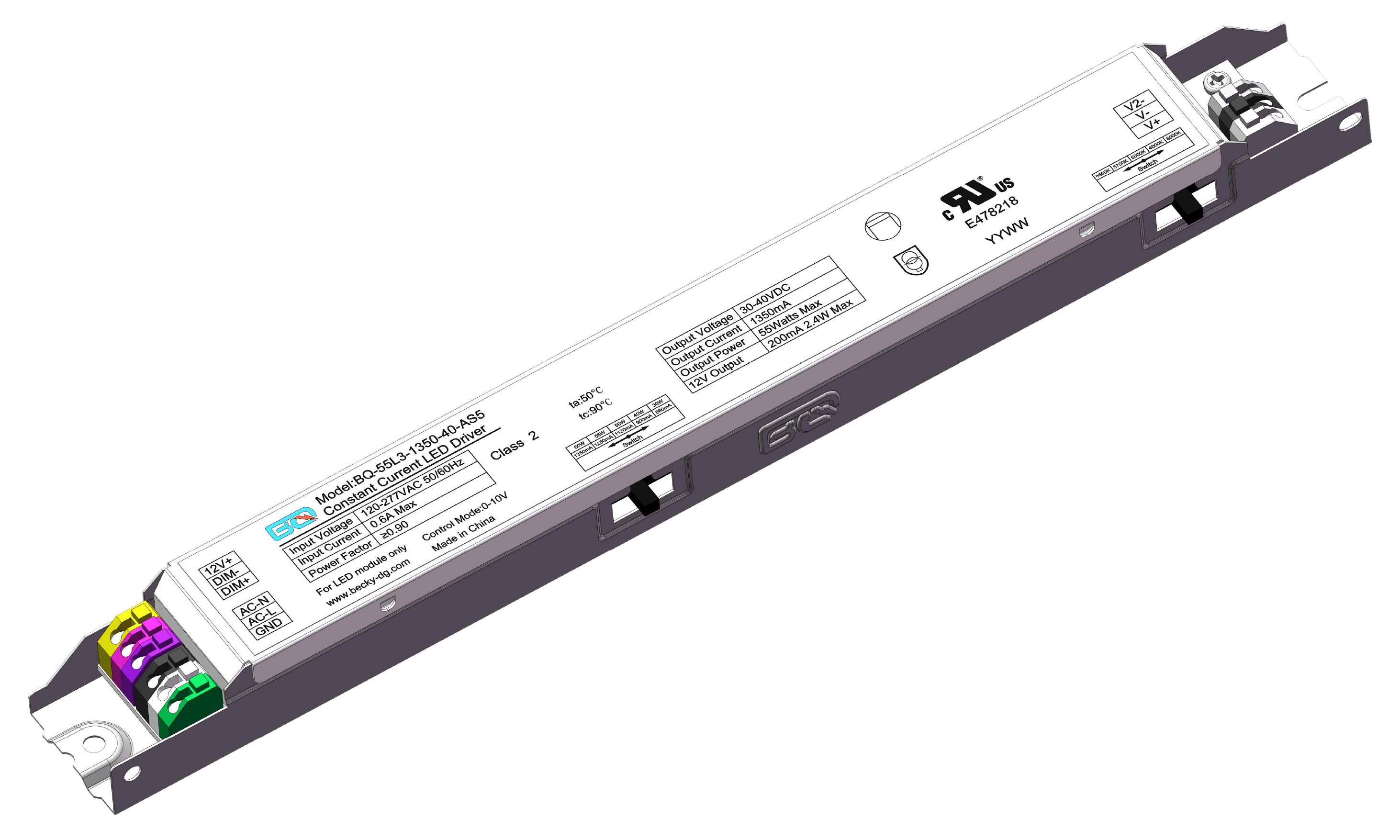 LINEAR TWO DIP-SWITCH IP20 120-277V/347V/25-96W